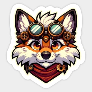 Steampunk Anthro Furry Fox Art Sticker